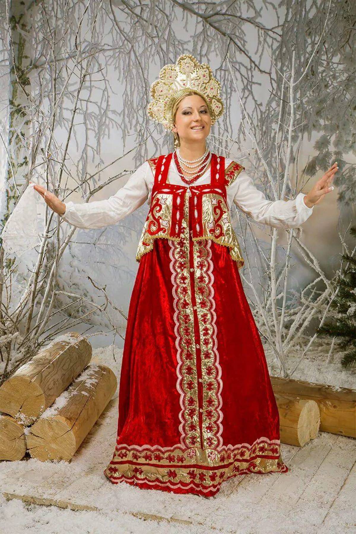 Girls in Slavic costumes in Napeydo